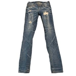 Affliction Women's Raquel Distressed Skinny Jeans Size 26 Denim Long